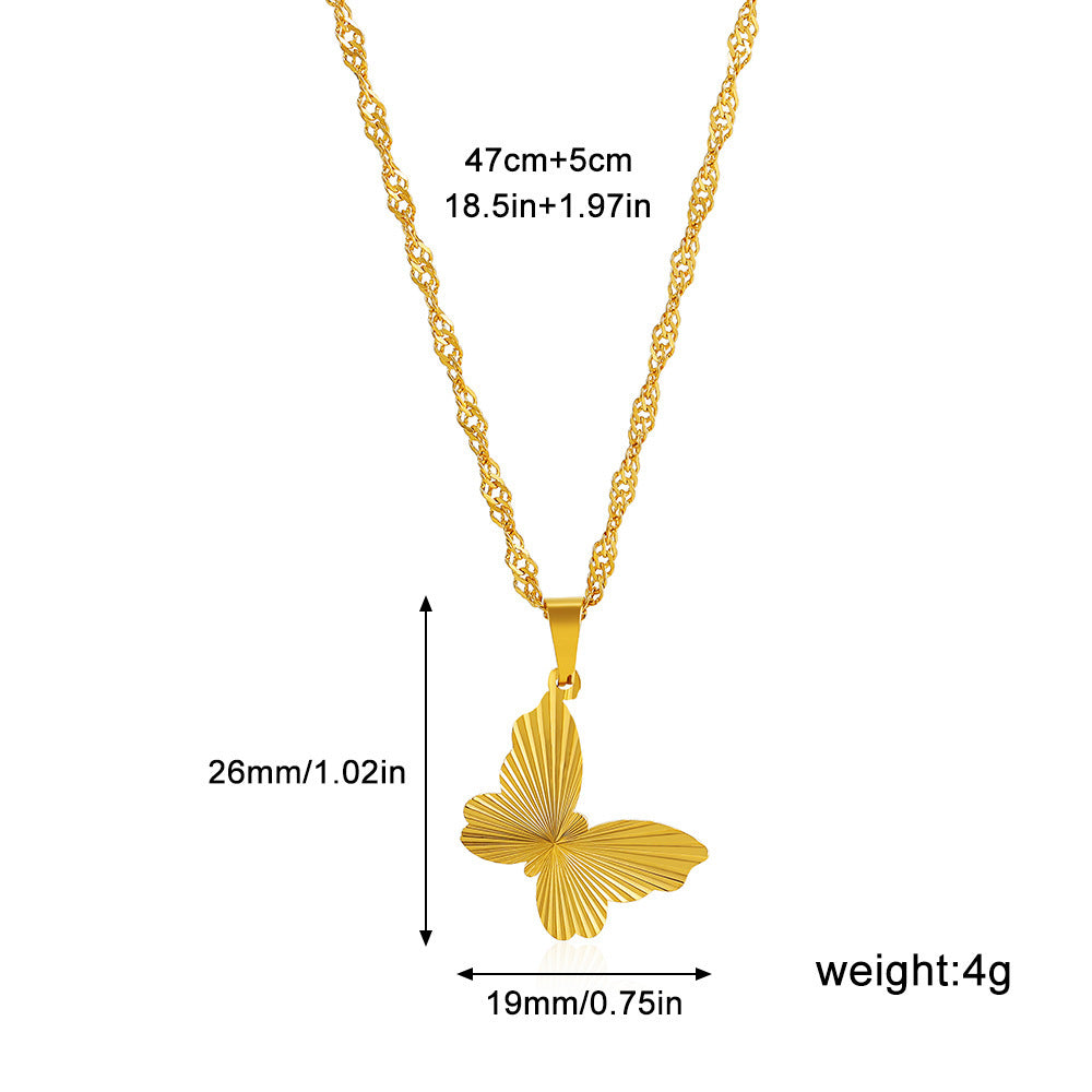 18K Real Gold Pleated Small Round Brand Light Luxury Necklace