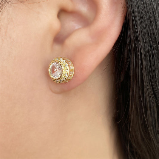 Women's Personality Diamond Stud Round Zircon Earrings