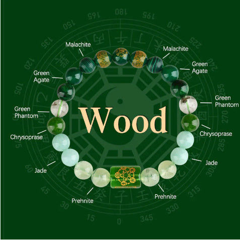 Five Elements Gold Wood Water Fire Soil Natural Crystal Bracelet