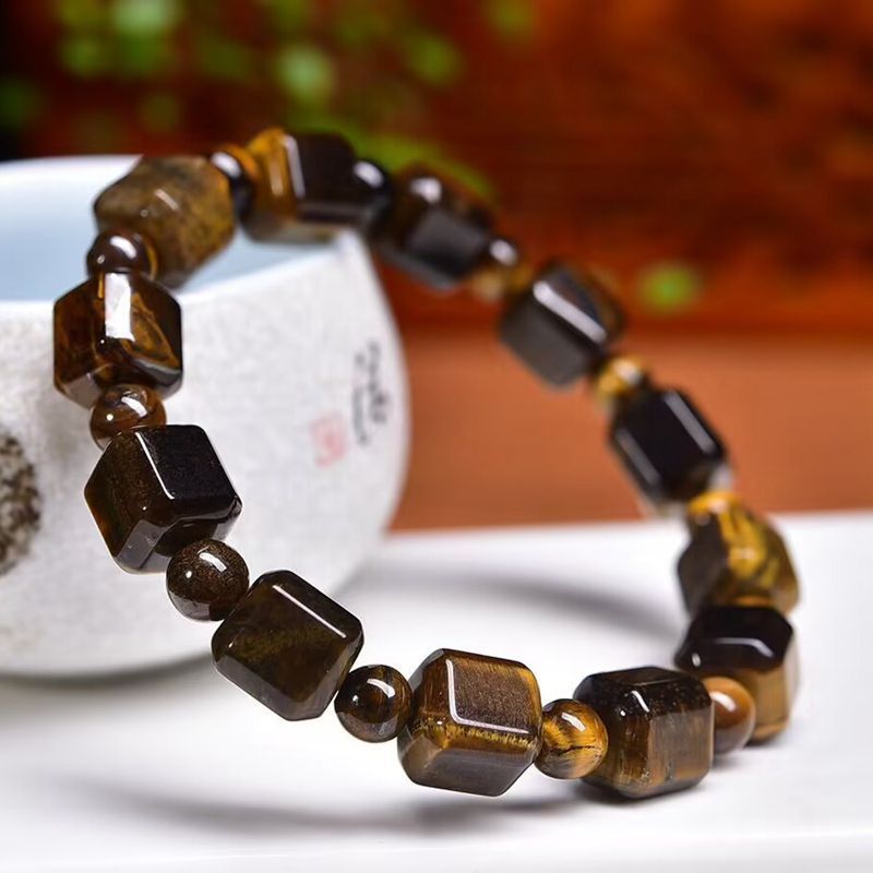 Natural Yellow Tiger Eyes Cube Sugar Bracelet