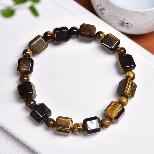 Natural Yellow Tiger Eyes Cube Sugar Bracelet