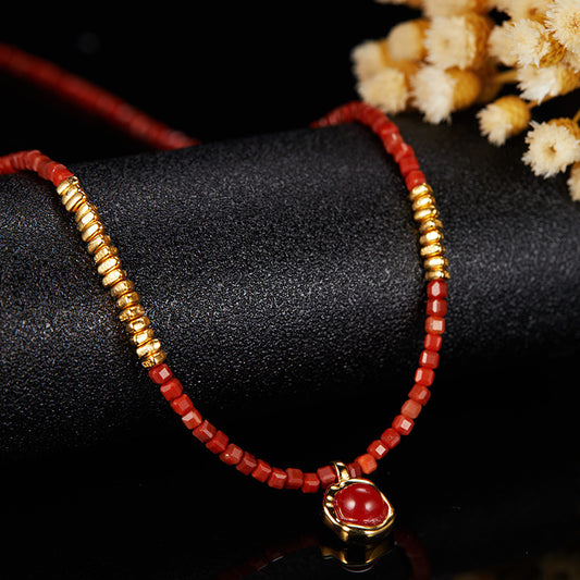 Women's Fashion Agate Splicing Square Candy Necklace