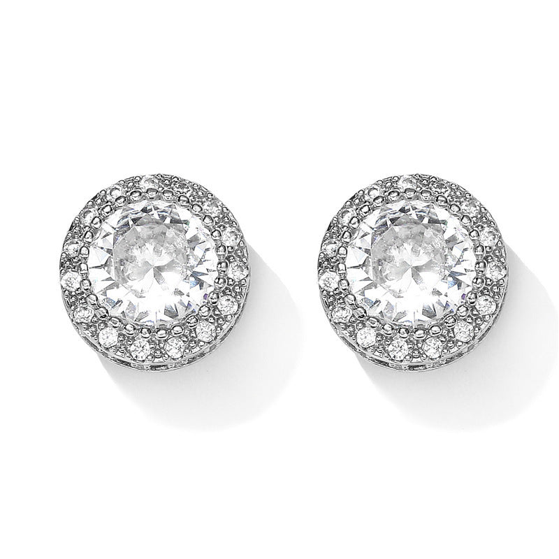 Women's Personality Diamond Stud Round Zircon Earrings