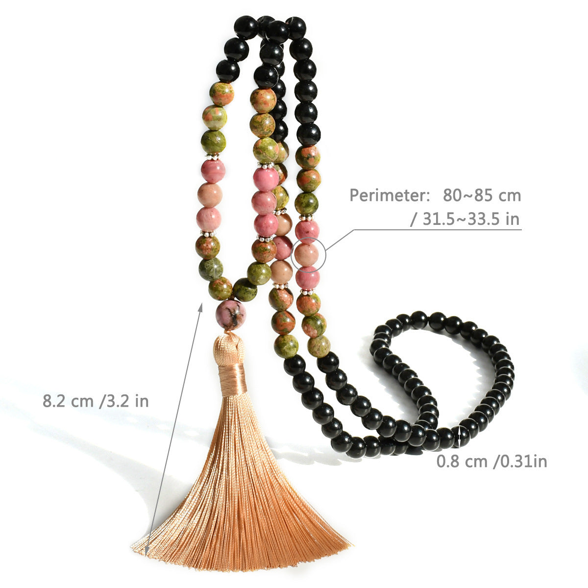 Unakite Prayer Beads 108 Natural Stone Mala Bracelet Suit