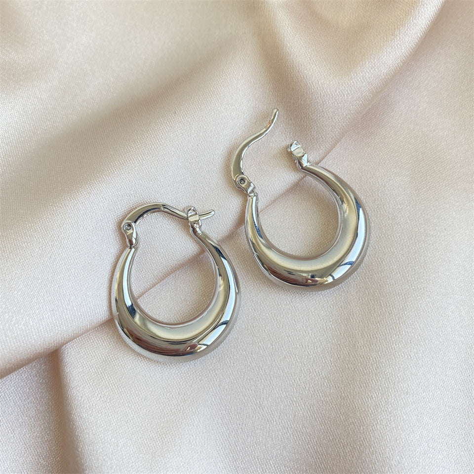 Women's Irregular Retro Inlaid Zirconium Thick C- Shaped Earrings