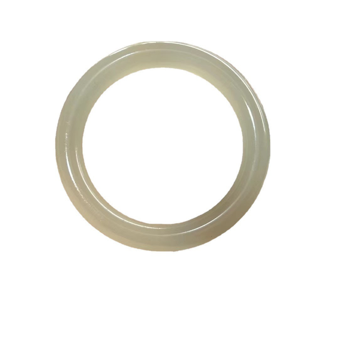 Ice-like Greenish White Jade Thin Round Bar Non-Hetian Suet Bracelet