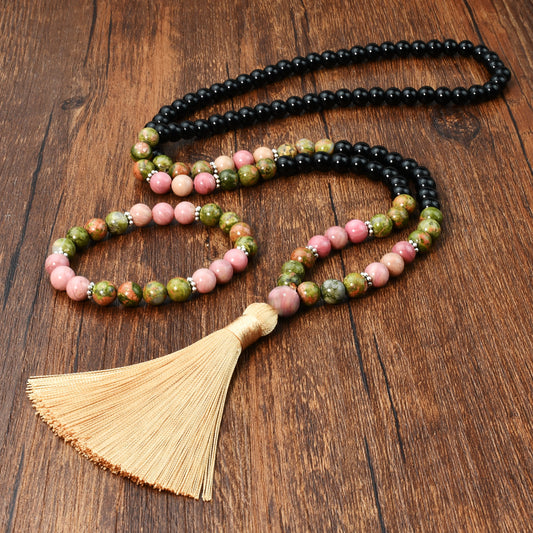 Unakite Prayer Beads 108 Natural Stone Mala Bracelet Suit