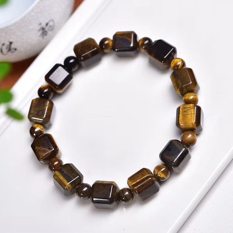 Natural Yellow Tiger Eyes Cube Sugar Bracelet
