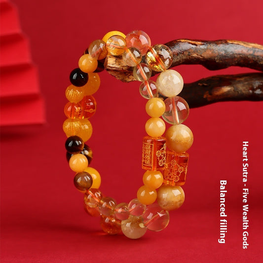 Five Elements Gold Wood Water Fire Soil Natural Crystal Bracelet