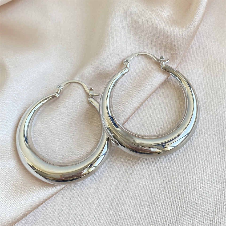 Women's Irregular Retro Inlaid Zirconium Thick C- Shaped Earrings