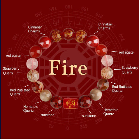 Five Elements Gold Wood Water Fire Soil Natural Crystal Bracelet