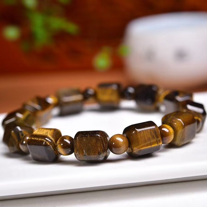 Natural Yellow Tiger Eyes Cube Sugar Bracelet