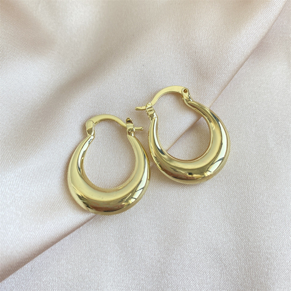 Women's Irregular Retro Inlaid Zirconium Thick C- Shaped Earrings