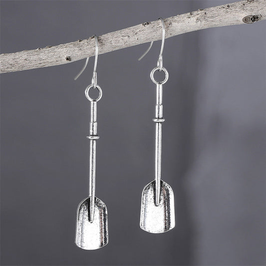 Retro Personalized Shovel Long Earrings Creative Ethnic Style Ancient Silver Alloy