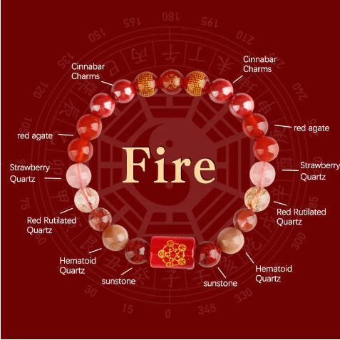 Five Elements Gold Wood Water Fire Soil Natural Crystal Bracelet