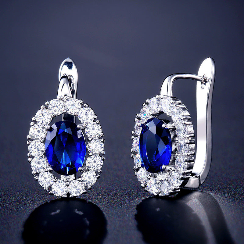 Women's Irregular Retro Inlaid Zirconium Thick C- Shaped Earrings