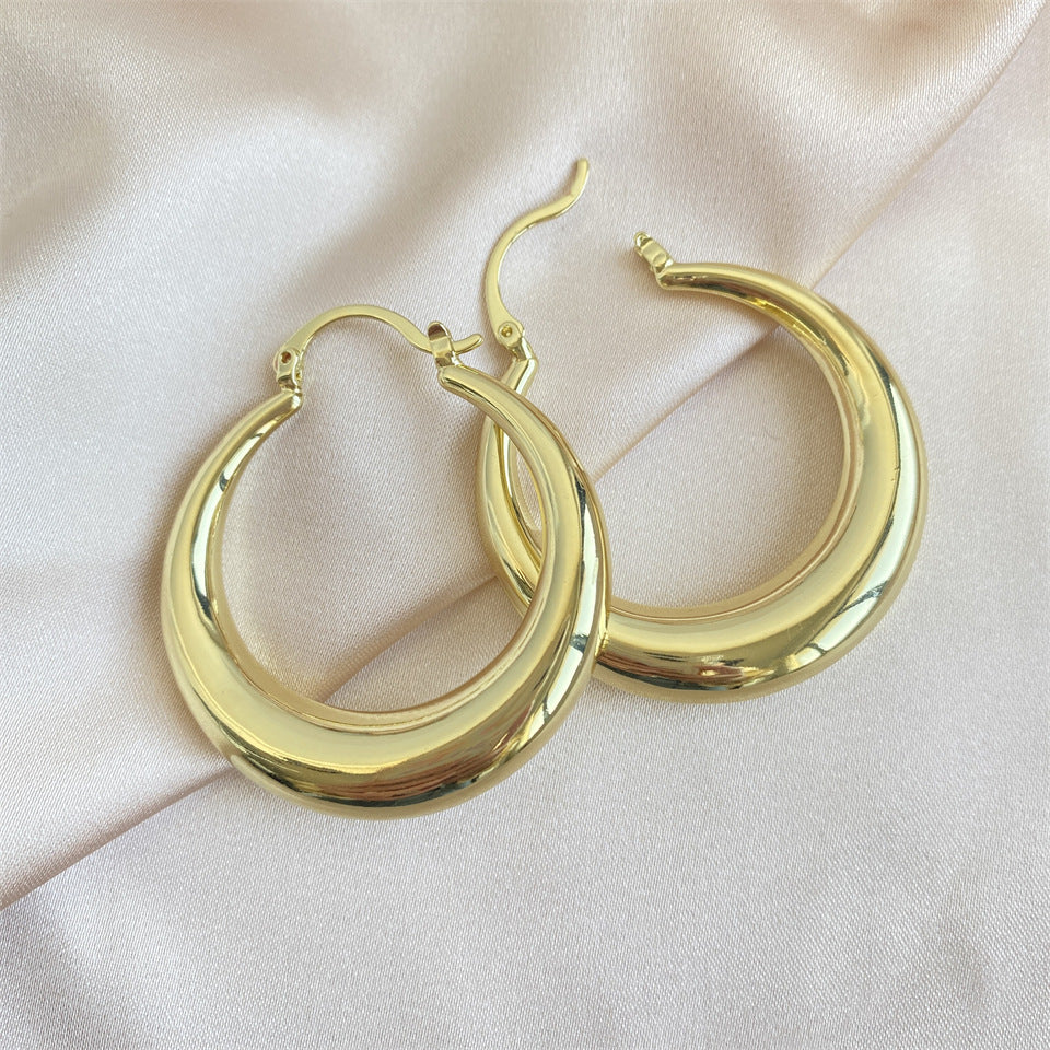 Women's Irregular Retro Inlaid Zirconium Thick C- Shaped Earrings