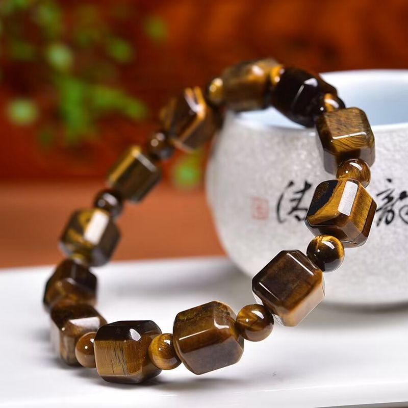 Natural Yellow Tiger Eyes Cube Sugar Bracelet
