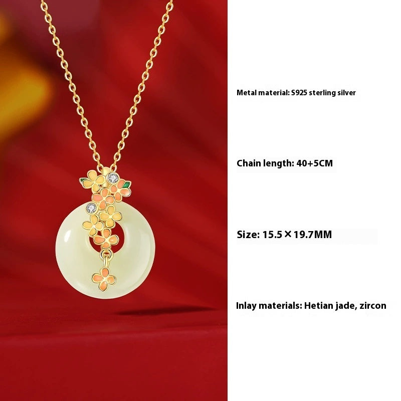 Laurel Safe Buckle Natural Hetian Jade Necklace